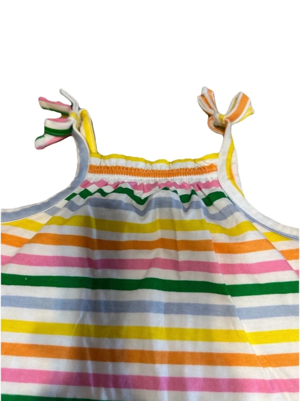 Old Navy Baby Girls 3-6M Rainbow Stripe Tie Strap Romper One Piece Summer